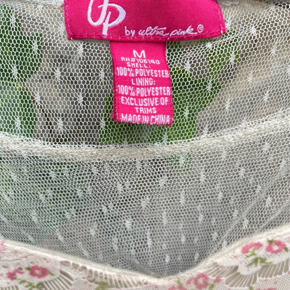 🥑2/$29~Juniors' UP Ultra Pink Floral Lace Dress~Medium - Picture 13 of 14